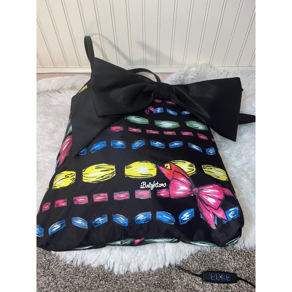 Brighton Large Tote Shoulder Bag Jewels And Bows Pattern Black Ribbon Satin Bow - Picture 6 of 8